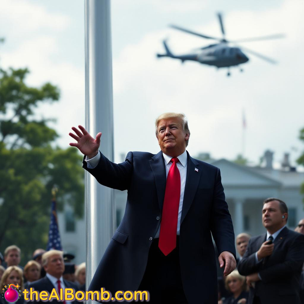 President Unveils Tall Poles, Halts Helicopter