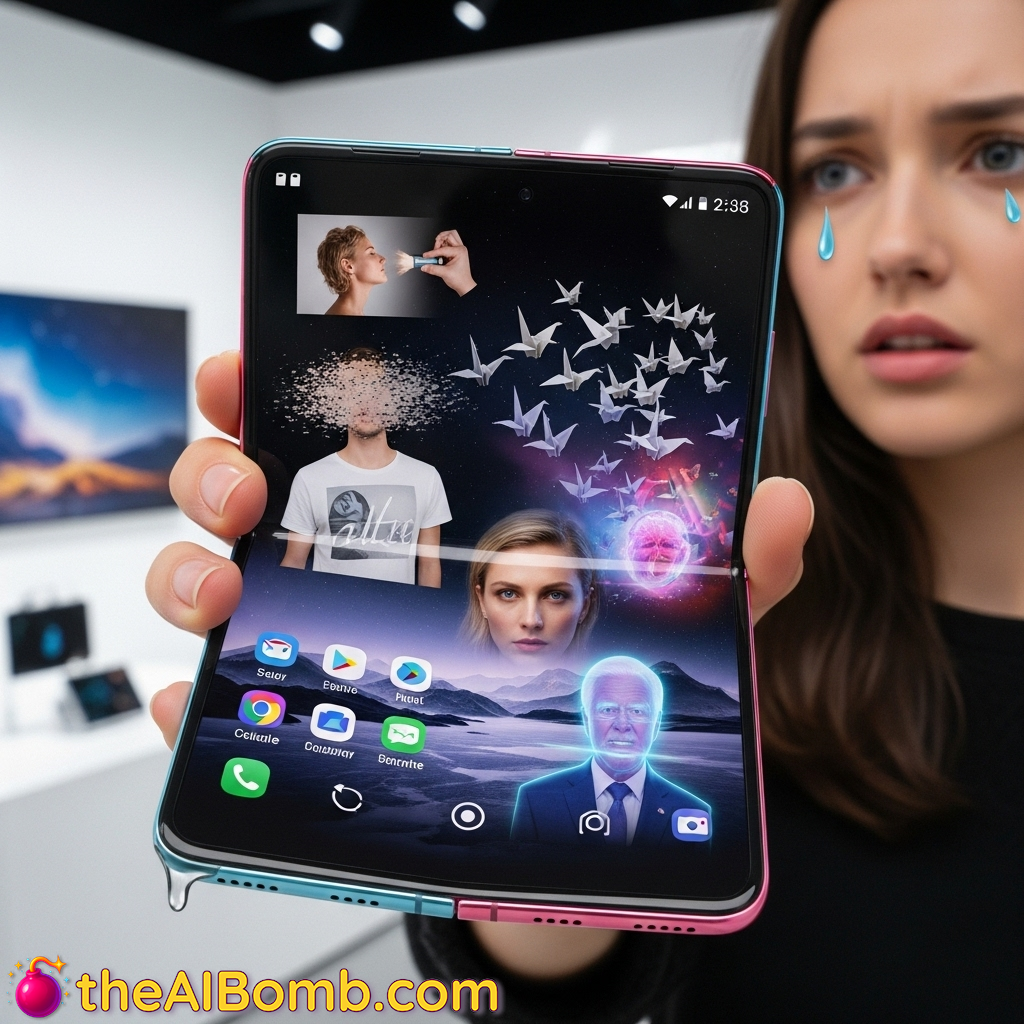 This phone folded my ex into a flock of origami swans... and now they're haunting my selfies. Thanks, AI! - Brenda, Tech Editor, Image credit: @FoldedRealityPhotos